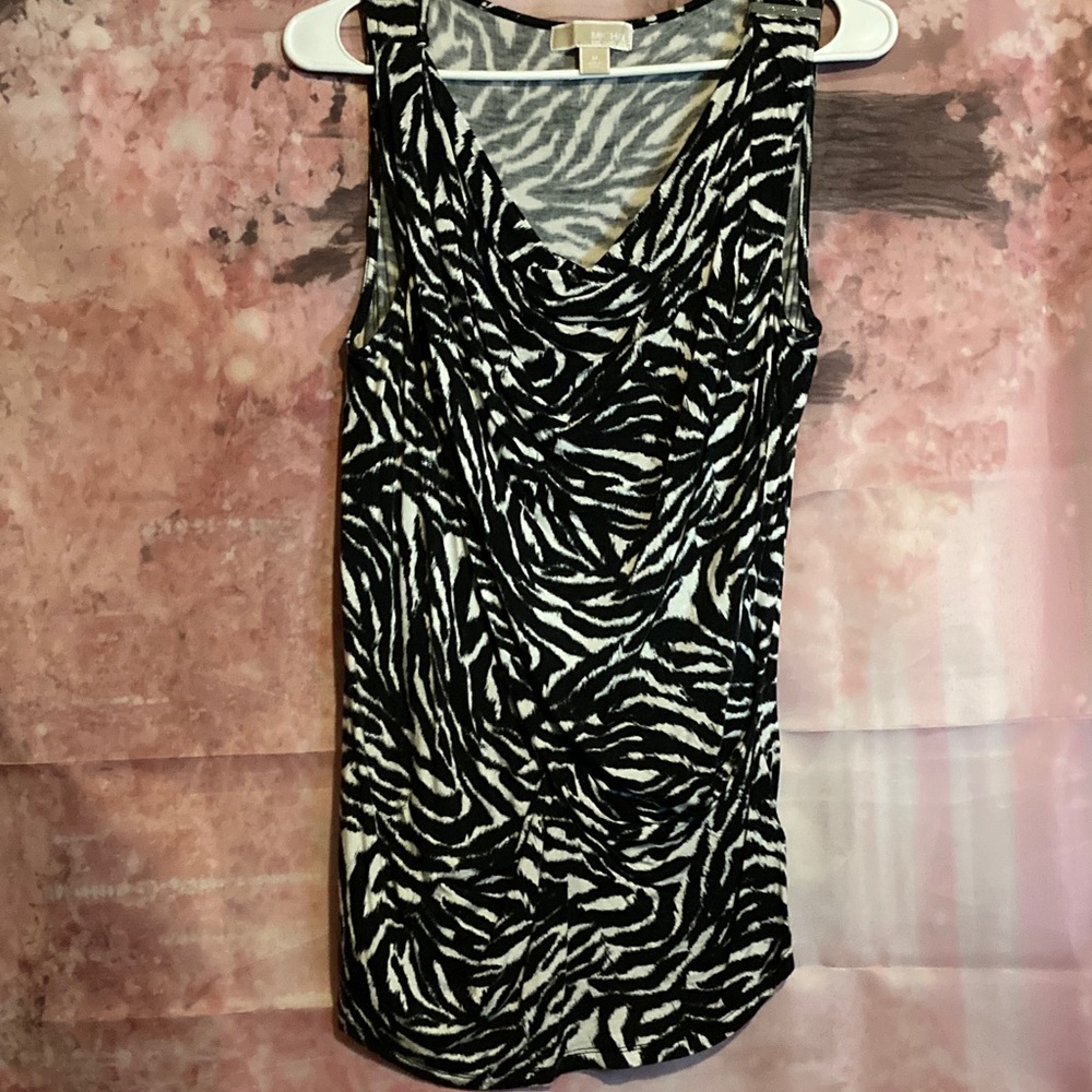 Michael Kors Black and White Zebra Tank Top